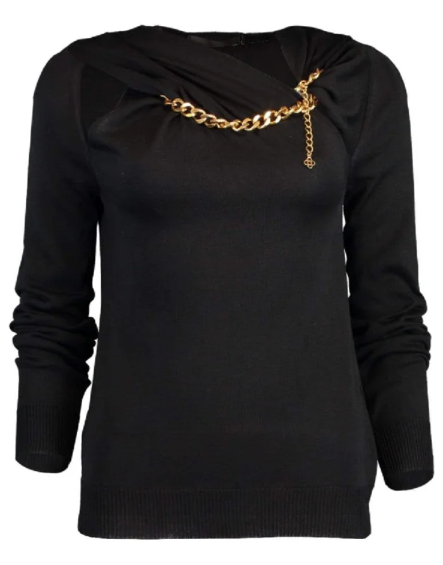 Gold Chain Necklace Knit Sweater Vintage Women's 1970S 