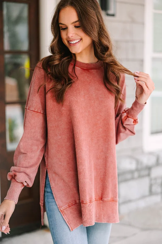 The Slouchy Rust Red Pullover Confident Women's High - fashion