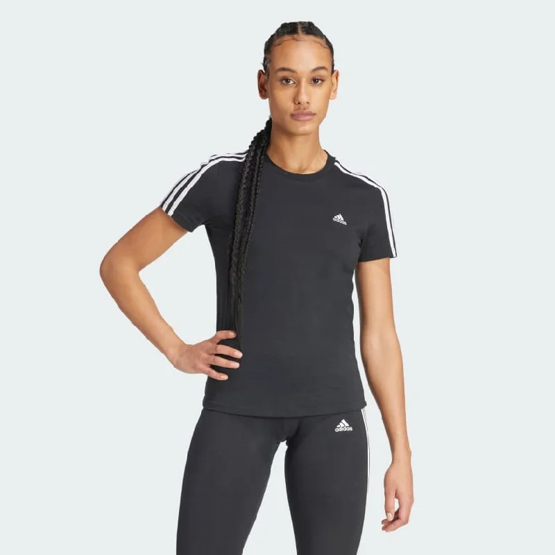 ADIDAS WOMEN'S LOUNGEWEAR ESSENTIALS SLIM 3-STRIPES BLACK TEE