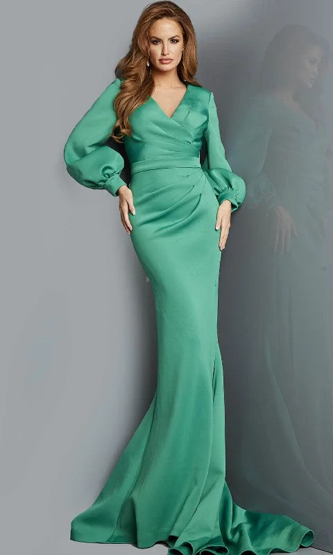 Jovani 07047 - V-Neck Bishop Sleeves Evening Gown