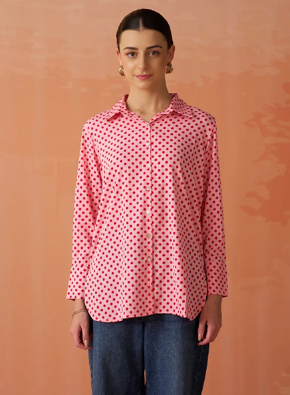 Sarina Pink Printed Shirt for Women Business