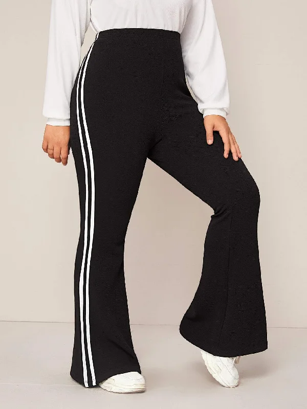 Striped Side Stripe Long Plus Size Pants