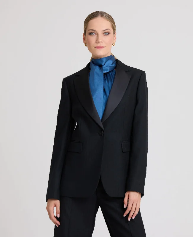 Jessica Satin Lapel Jacket Cool Women's Distressed