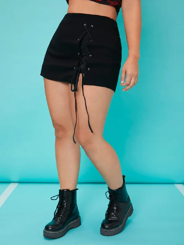 Plain Zipper Plus Size Shorts