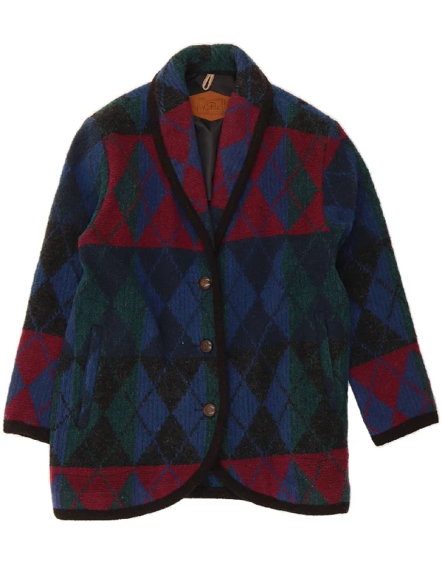 WOOLRICH Womens Oversized Overcoat UK 10 Small Multicoloured Preppy Women's College