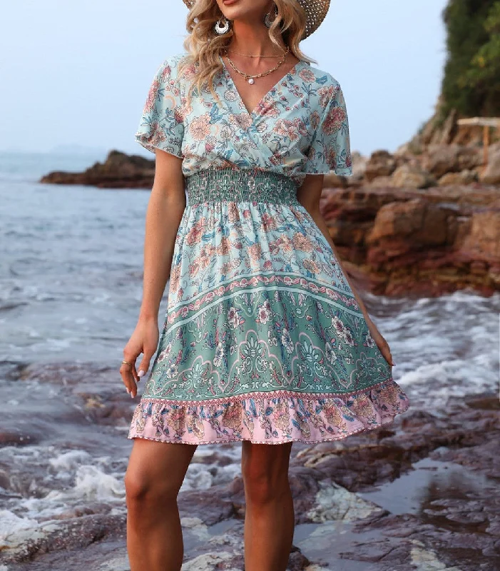 Mini Bohemian Dress, Floral Dress For Women