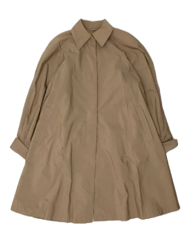 VINTAGE Womens Overcoat UK 14 Large Beige Cotton Refined Women's 