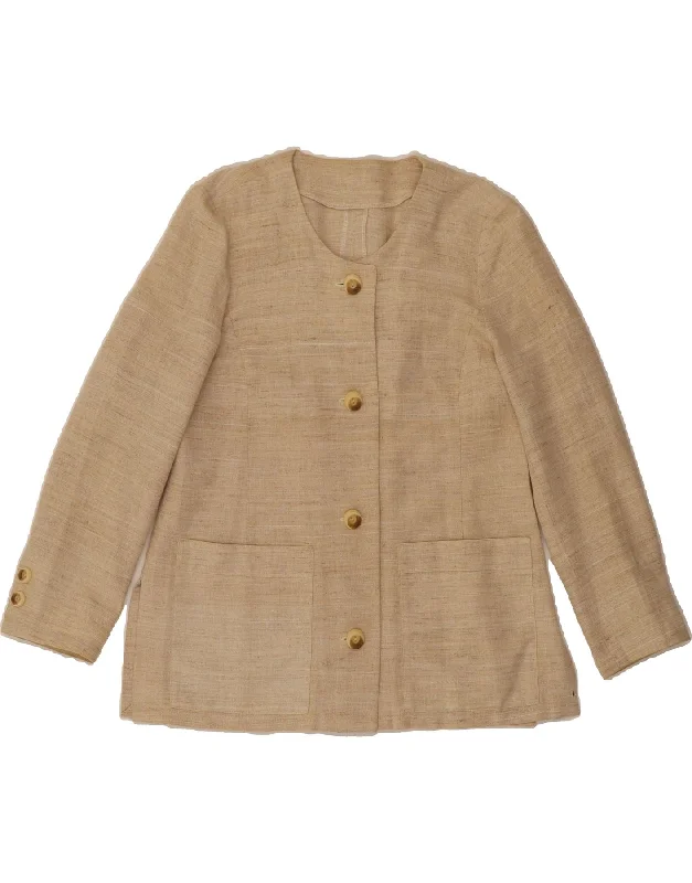 VINTAGE Womens 4 Button Blazer Jacket UK 14 Medium Beige Sharp Women's Italian