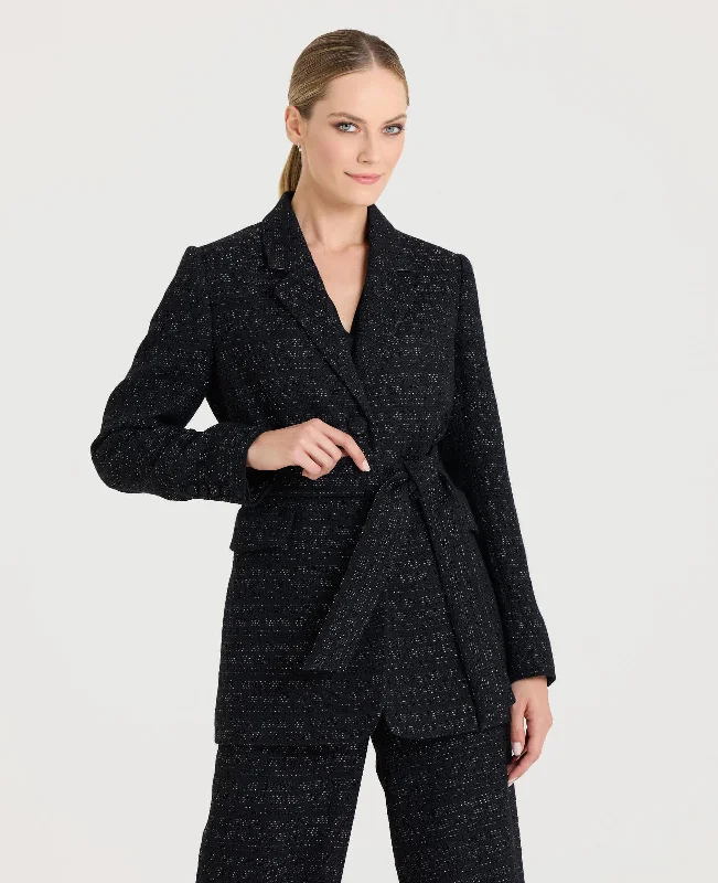 Diana Sparkle Tie Belted Jacket Practical Women's Quick - dry