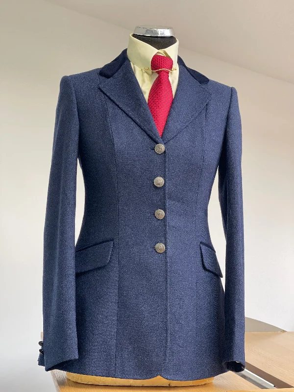 IN STOCK: NAVY TWEED PRINCESS CUT JACKET Cozy Women's Sherpa - lined