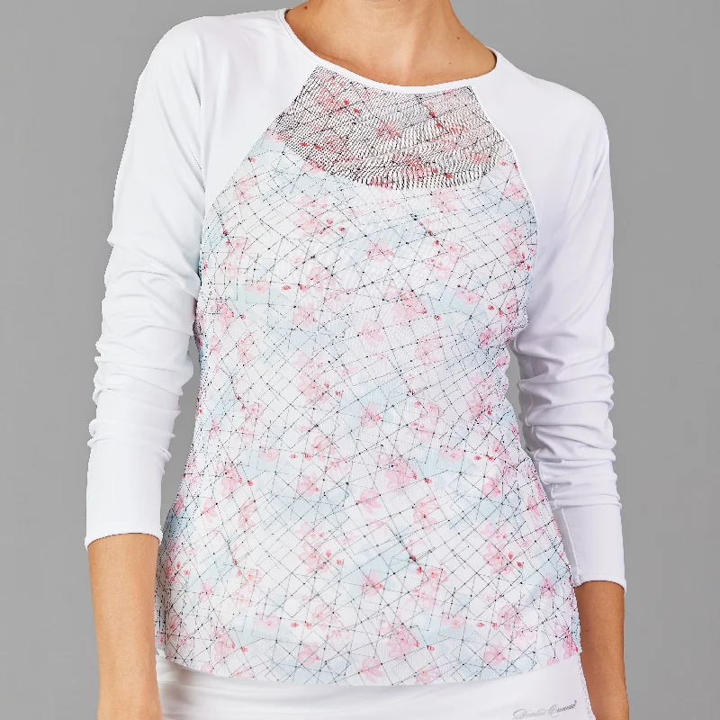Grids Sheer-body Top (print) Casual Women's Japanese 