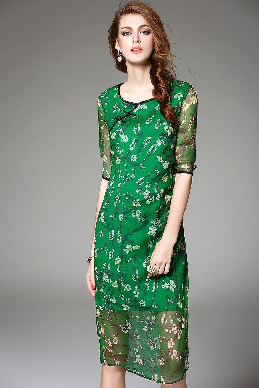 Floral Print Silk Dress