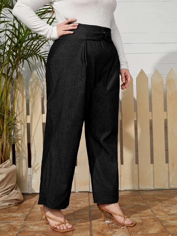 Plain Zipper Long Plus Size Pants