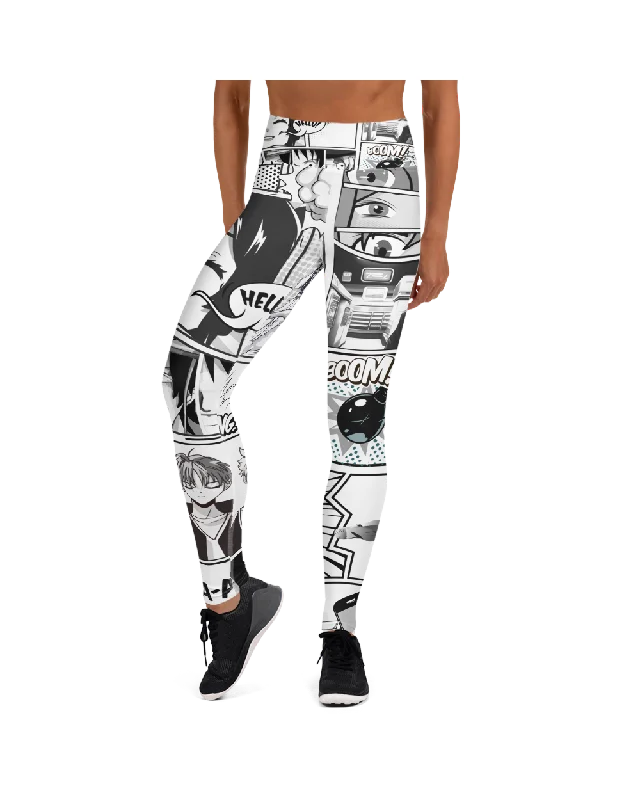 Black and White Comic Yoga Pants