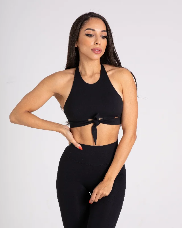 Amazonia black sports bra Artistic Women's Hand - painted