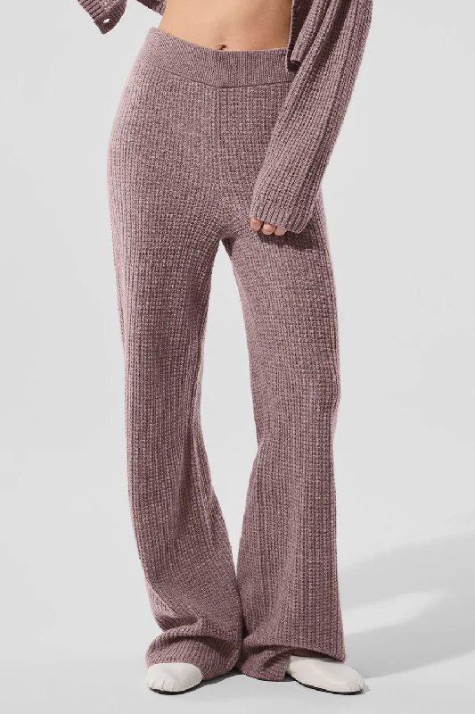 Cashmere High-Waist Plush Waffle Pant - Mushroom Heather