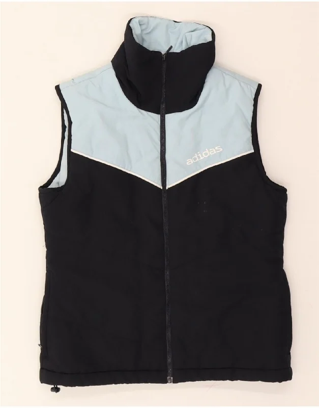 ADIDAS Womens Gilet UK 8 Small Navy Blue Colourblock Polyester French