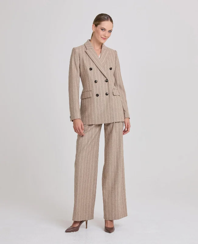 Eve Relaxed Double Breasted Pinstripe Jacket Elegant Women's Formal 