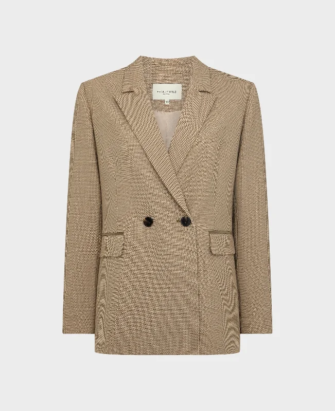 Garett Double Breasted Check Jacket Monochromatic Office Style