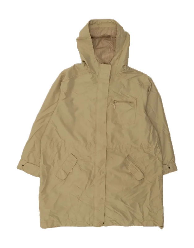 EDDIE BAUER Womens Hooded Raincoat UK 20 2XL Beige Polyester Sleek Women's 