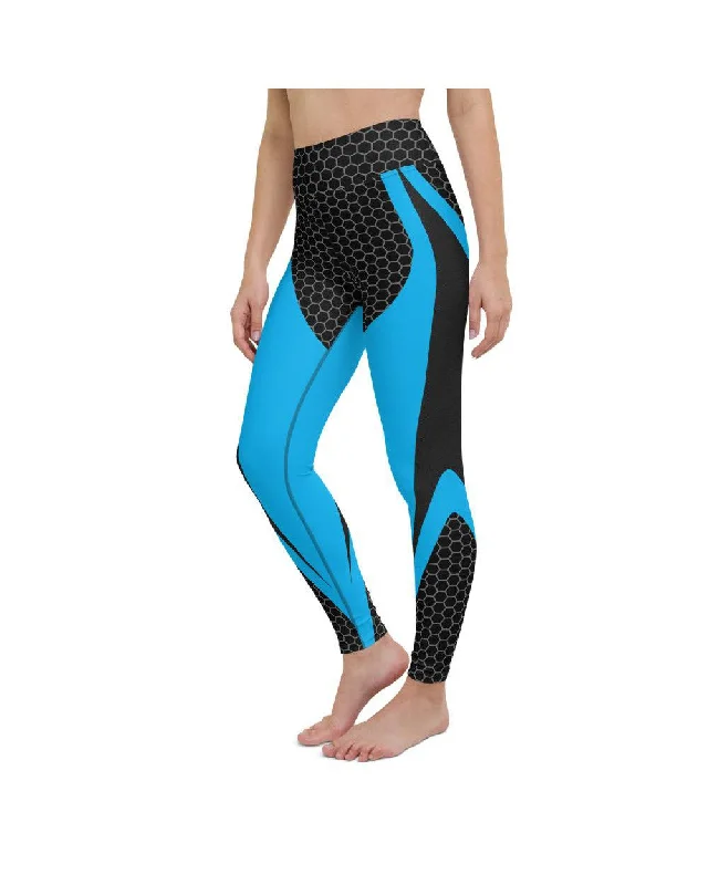 Blue Honeycomb Carbon Yoga Pants