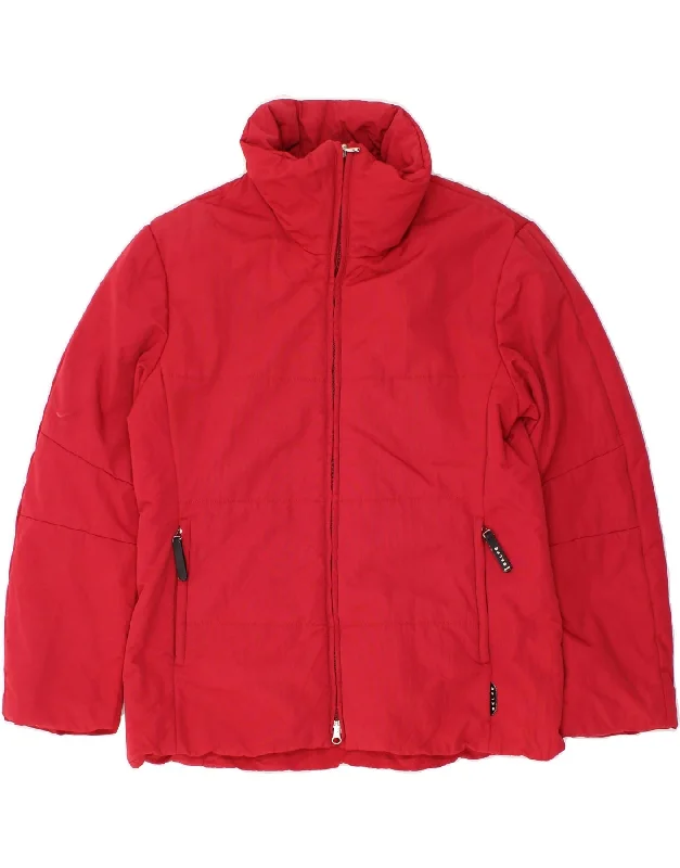 BELFE Womens Padded Jacket UK 12 Medium Red Polyamide Cashmere