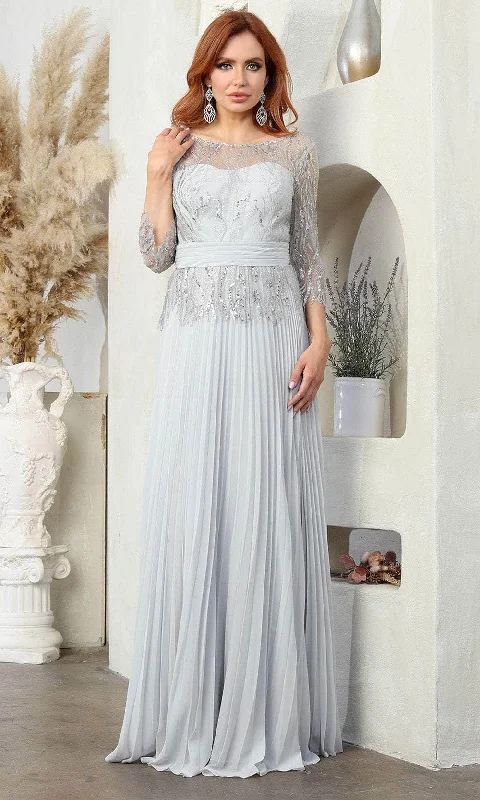 May Queen MQ2007 -Quarter Sleeve Lace Applique Evening Dress