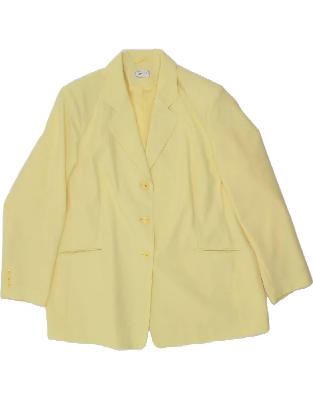 CLASSICS Womens 3 Button Blazer Jacket UK 24 4XL Yellow Polyester