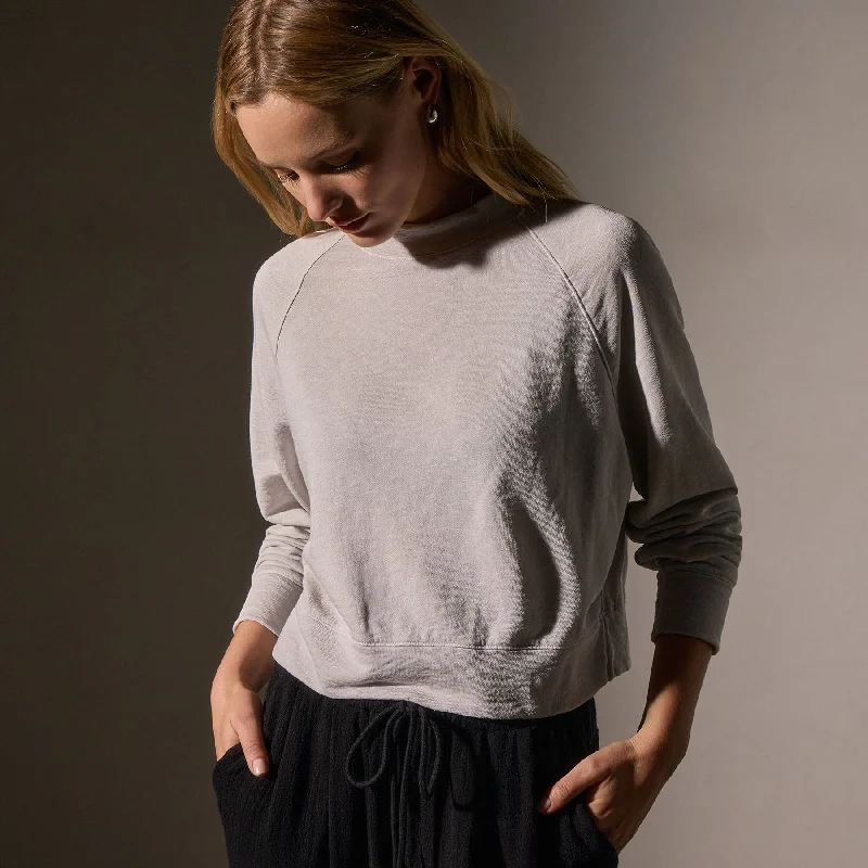 French Terry Cropped Mock Neck - Light Mist Pigment