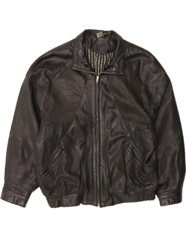 VINTAGE Womens Loose Fit Jacket UK 14 Large Black Animal Print Leather Stylish Women's Tropical VINTAGE Womens Loose Fit Jacket UK 14 Large Black Animal Print Leather Stylish Women's Tropical