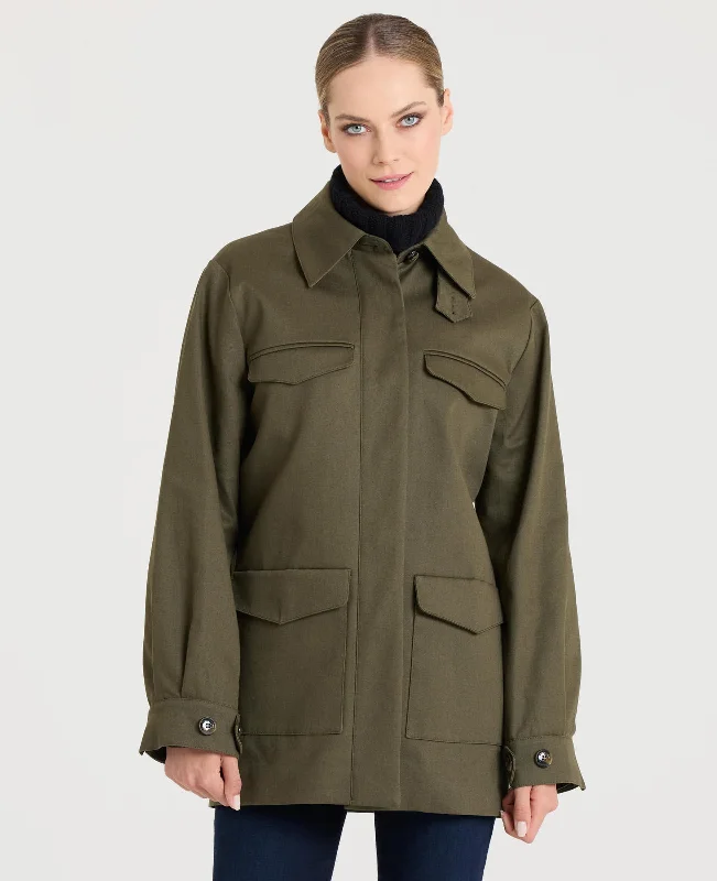 Sarah Utility Cotton Twill Jacket Refined Women's Hand - crafted