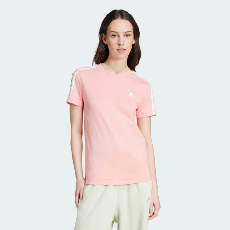 ADIDAS WOMEN'S ESSENTIALS SLIM 3-STRIPES PINK TEE