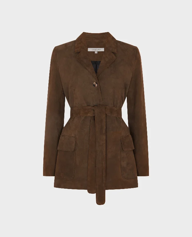 Clifford Suede Belted Jacket Monochromatic Office Style