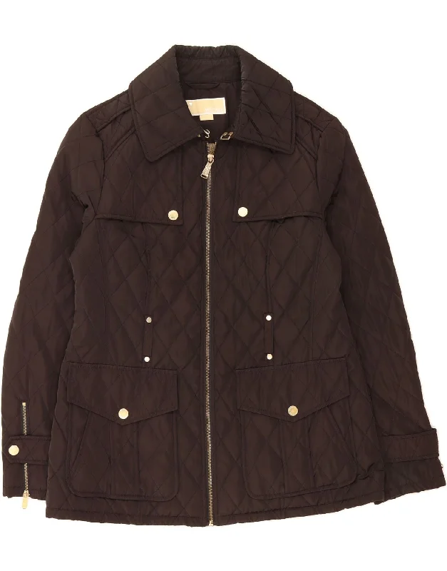 MICHAEL KORS Womens Quilted Jacket UK 14 Medium Black Polyester Confident Women's Power