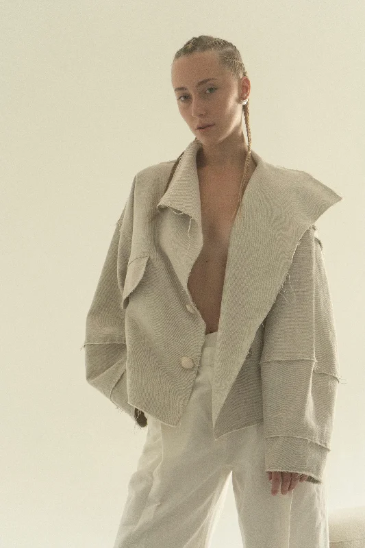 Vinnytska Vezha Oversize Raw Shell Ceremics Buttons Jacket Relaxed Women's 