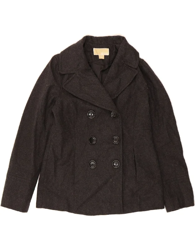 MICHAEL KORS Womens Pea Coat UK 10 Small Grey Wool Refined Women's Classic 