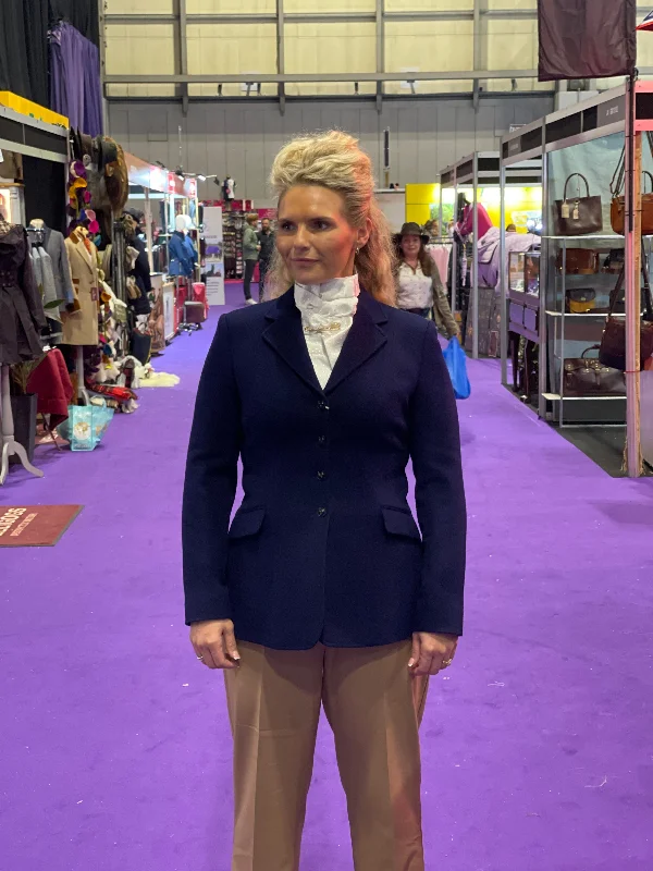 IN STOCK: NAVY SOFT WOOL PRINCESS CUT JACKET Sophisticated Women's Tailored