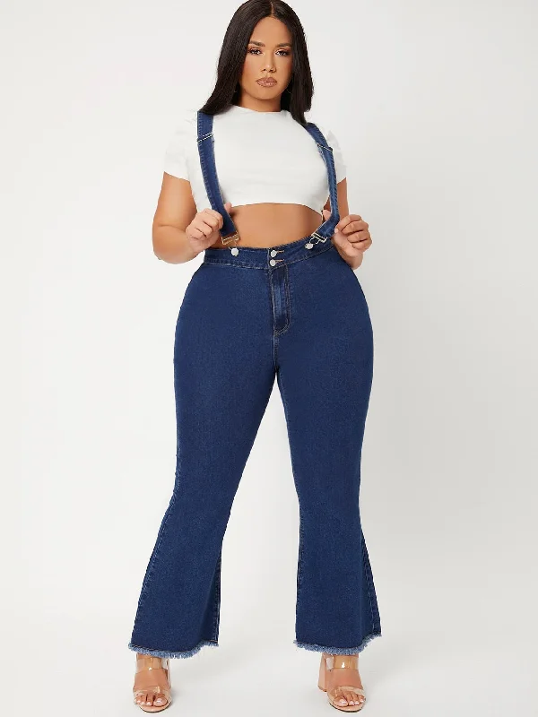 Plain Zipper High Waist Long Plus Size Jeans