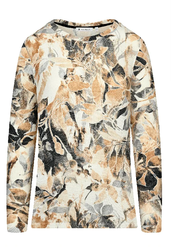 Soft Floral Print Top Cozy Women's Winter