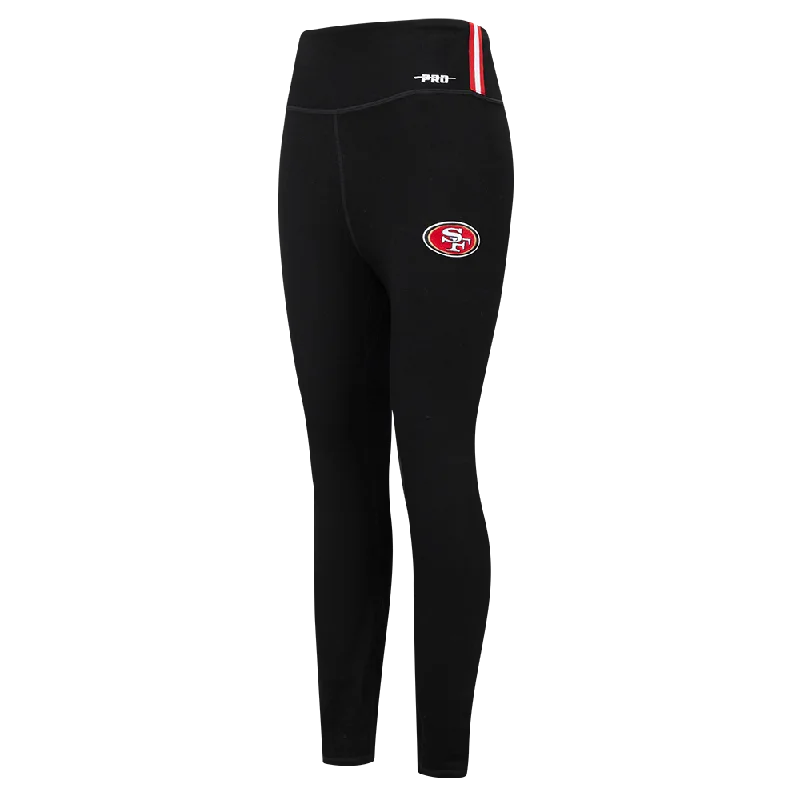 NFL SAN FRANCISCO 49ERS SCRIPT TAIL WOMEN'S HIGH WAIST JERSEY LEGGING (BLACK)