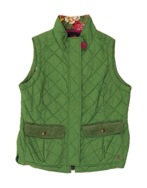 JOULES Womens Quilted Gilet UK 14 Large  Green Polyamide Stylish Women's Neon
