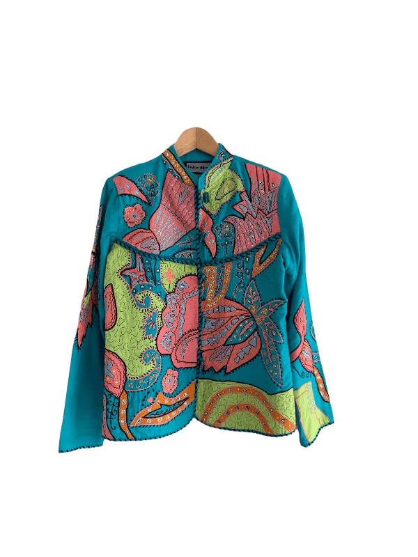 Indigo Moon Embroidered Jacket Blue UK Size S Contemporary 