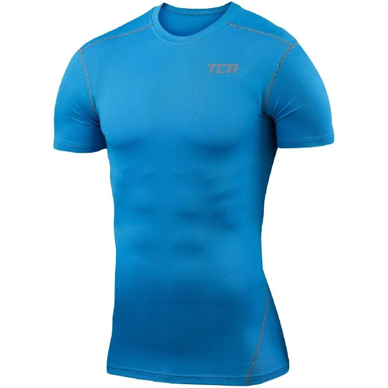 TCA Pro Performance Short Sleeve Thermal Junior Compression Top - Sky