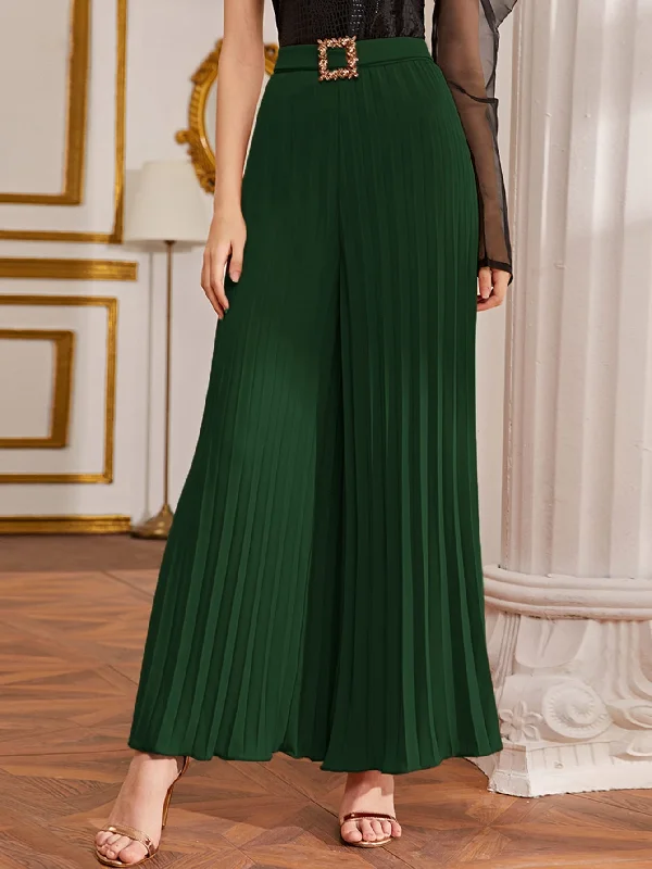 Elegant Plain Zipper High Waist Long Women Pants