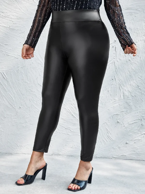 Plain Cropped Plus Size Leggings