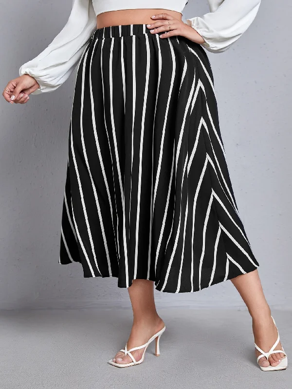 Striped Maxi Plus Size Skirt