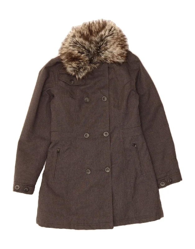 THE NORTH FACE Womens Double Breasted Coat UK 10 Small Grey Polyester Bold Women's Animal Print THE NORTH FACE Womens Double Breasted Coat UK 10 Small Grey Polyester Bold Women's Animal Print