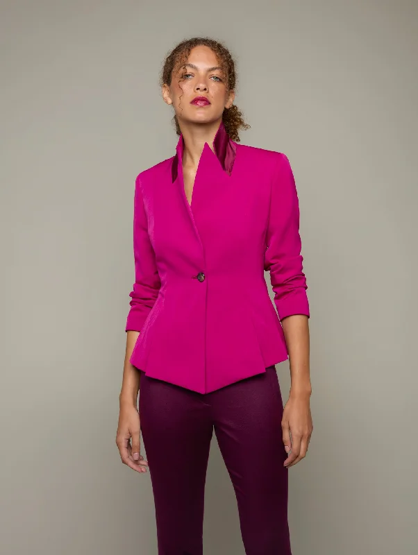 FLUTING | Fitted Single-Button Flared Jacket Practical Women's Multi - 