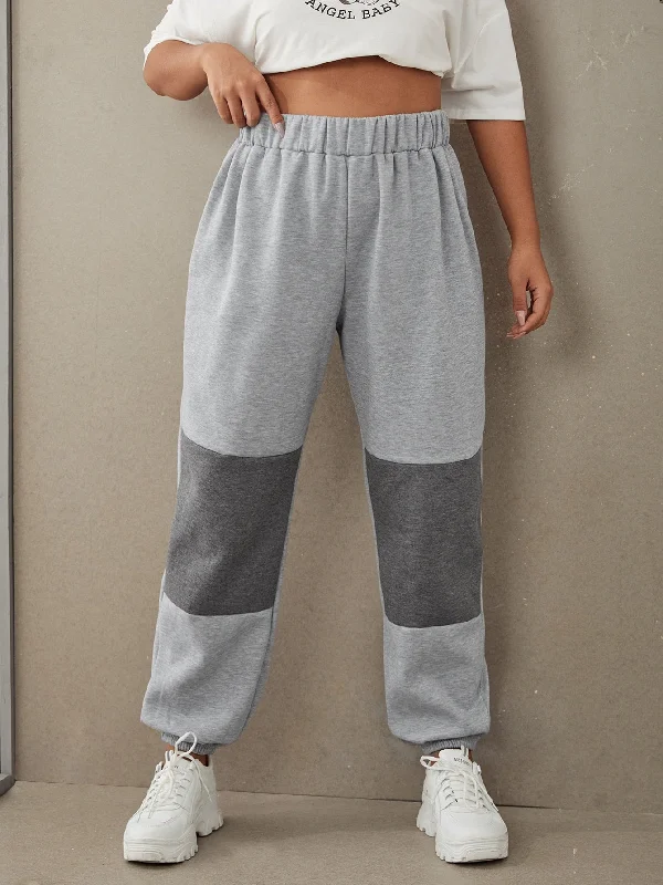 Colorblock Natural Long Plus Size Sweatpants