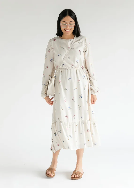 Wildflower Long Sleeve Belted Midi Dress